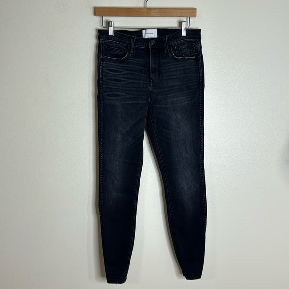 Current Elliot ladies dark black denim bling pockets skinny jeans size 28 - Picture 1 of 11